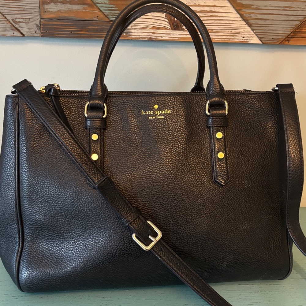 Kate Spade New York Mulberry Street Lise Satchel in black pebbled leather